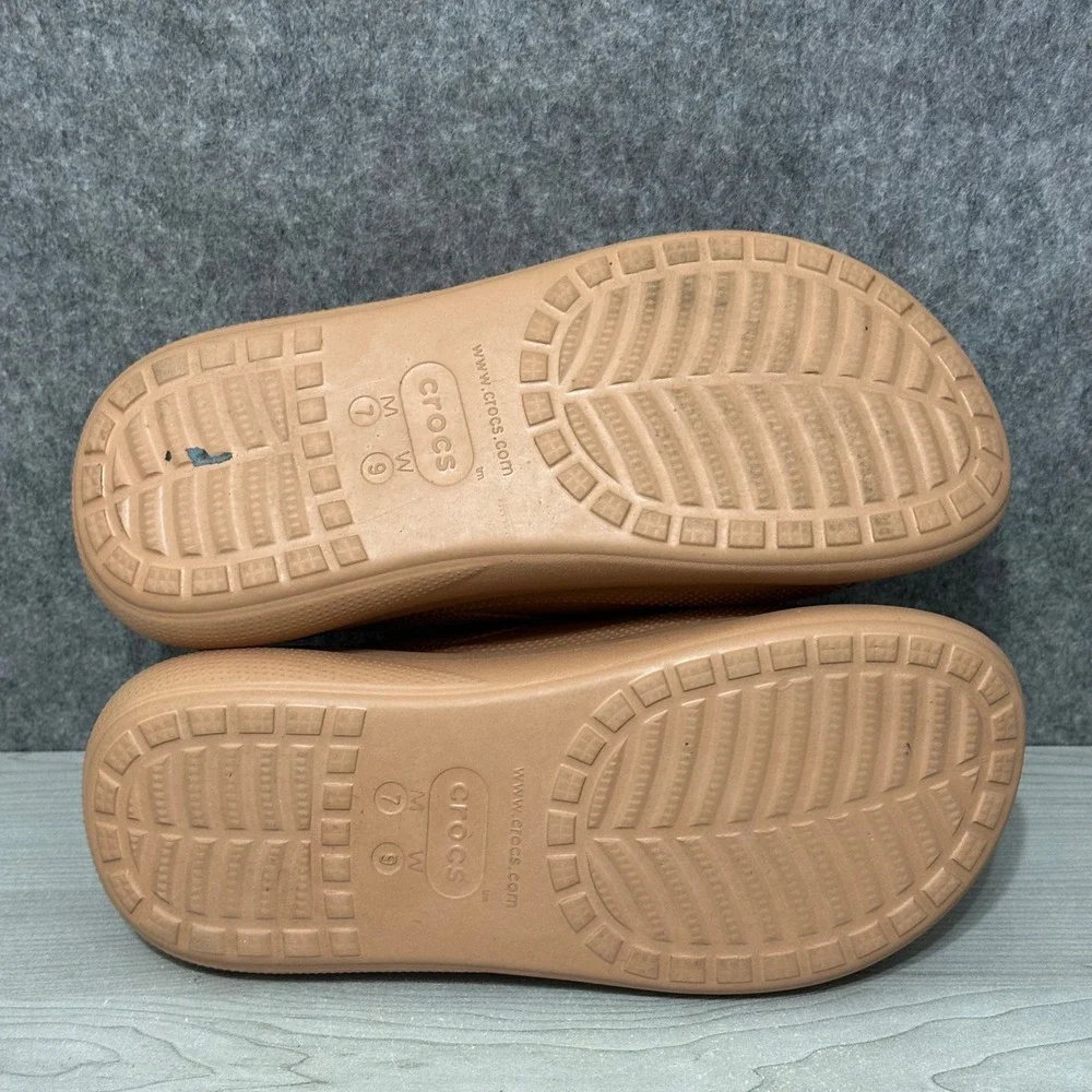 Crocs Classic Crush‎ Slide Women's Sz 9 Men's Sz 7 Bone Platform Sandals